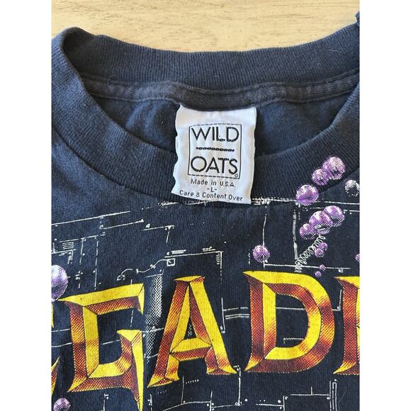 VTG 1991 Megadeth Shirt Rust In Peace Hangar Bubbles Metal Grunge WILD OATS RARE - Picture 3 of 16
